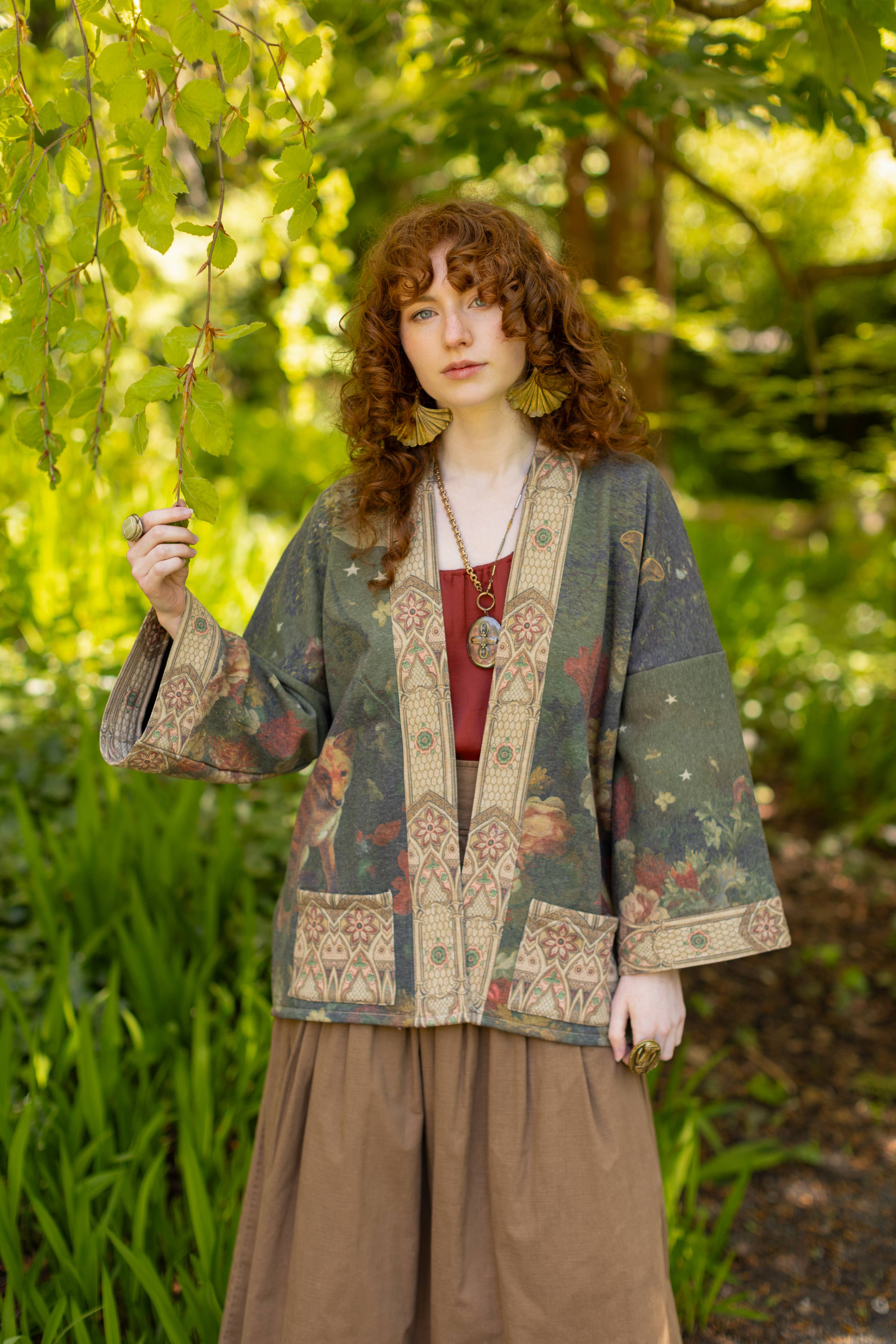 "The Messenger" Fleece Cottage Cardigan Jacket w/ Joan of Arc