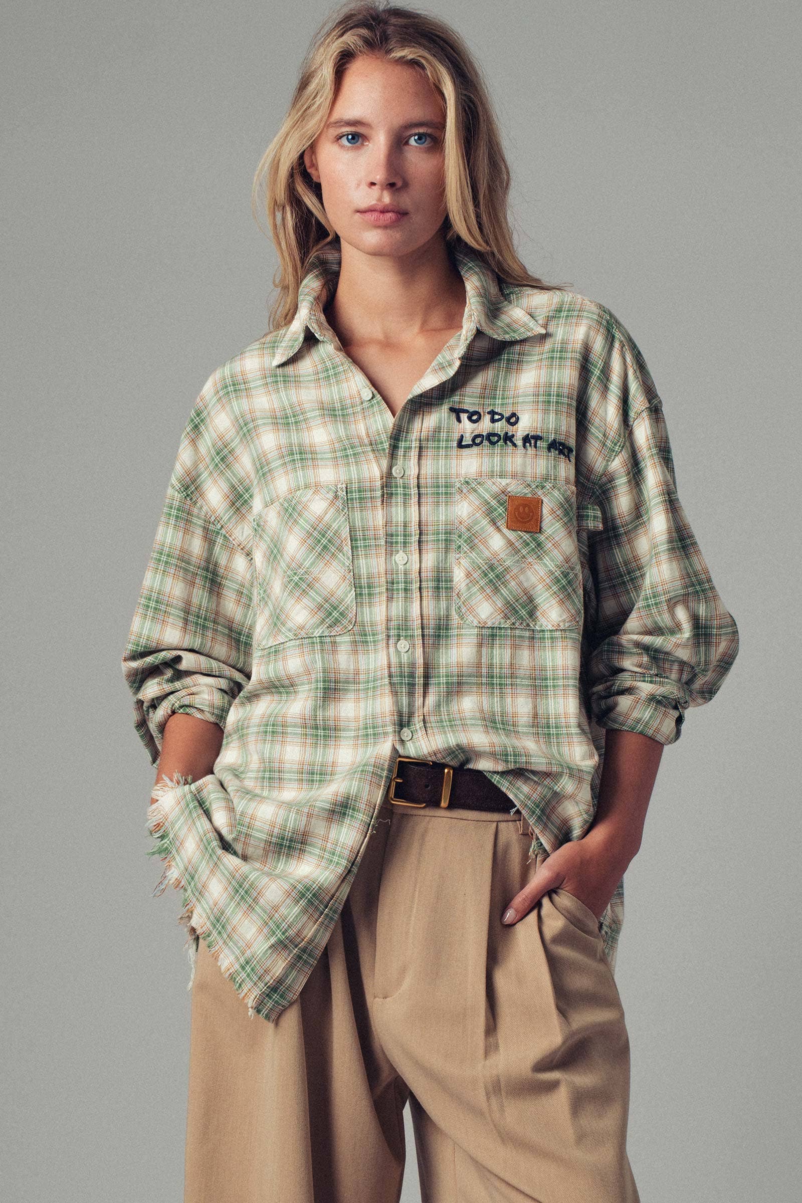 "TO DO: LOOK AT ART" Embroidered Boho Top