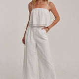 EYELET LACE CROPPED CAMI TOP AND WIDE LEG PANTS SUMMER SET