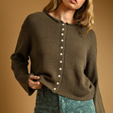 J7541   BUTTON FRONT EASY KNITTED CARDIGAN