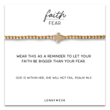 Faith Over Fear Cross Bracelet, 4mm -Gold Beaded | Christian