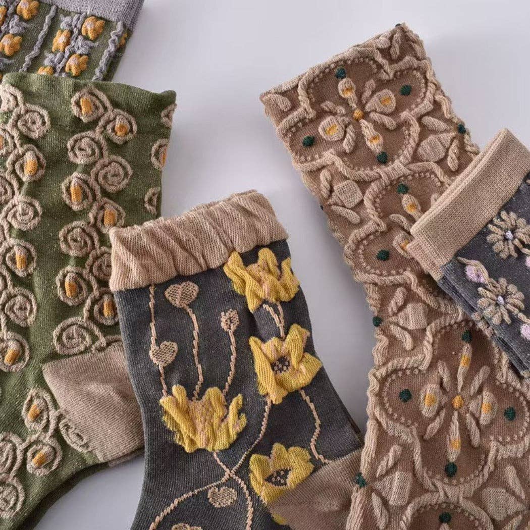 Floral Knit Socks