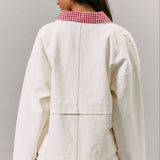 JACKET WITH GINGHAM CONTRAST