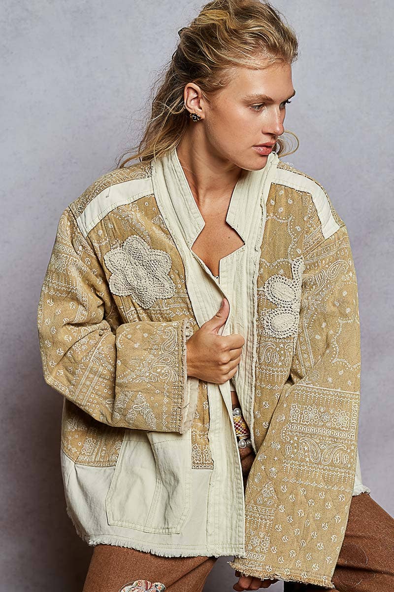 Paisley Pattern Patch Detail Jacket