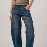 Light Dirty Wash Barrel Leg Jeans