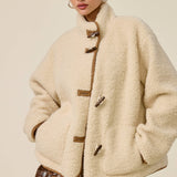 Oversized Sherpa Toggle Button Jacket