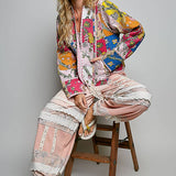 Lightweight Contrast Trim Quilted Kimono Jacket