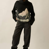 Mountains Fuzzy Jacquard-Knit Turtleneck Sweater