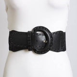 Distressed Wide Stitch Elastic Belt