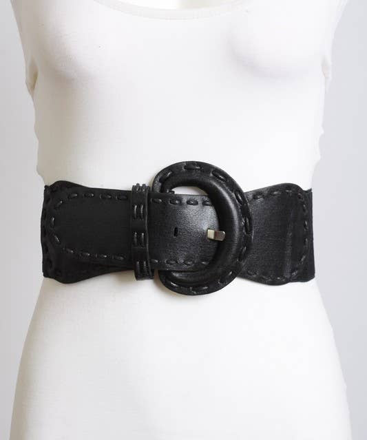 Distressed Wide Stitch Elastic Belt