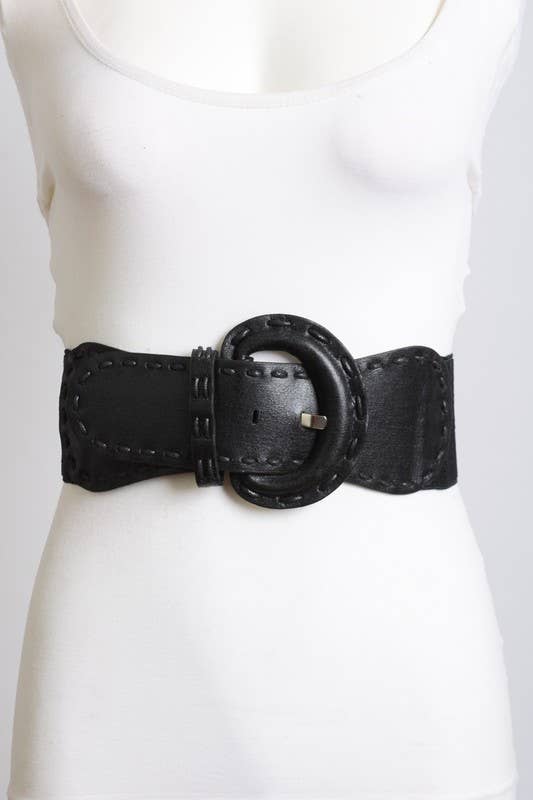 Distressed Wide Stitch Elastic Belt
