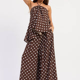 POLKA DOT ASYMMETRICAL HALTER TOP