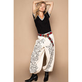 Floral Embroidered Twill Pants