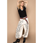Floral Embroidered Twill Pants