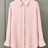 Cotton linen blend button down shirt