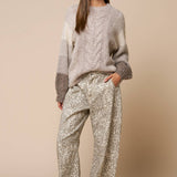 Color Block Cable Knit Sweater