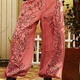 Floral Embroidered Twill Pants