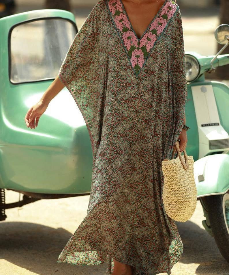 Colorful Print Dress Kaftan