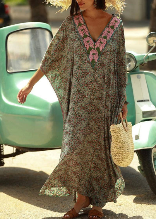Bohemian Colorful Print Dress Kaftan