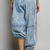 Vintage Floral Artisan Embroidered Twill Jogger Pants
