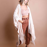 Open Work Frayed Border Bohemian Ruana