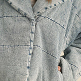 Quilted Tie-Close Denim Jacket