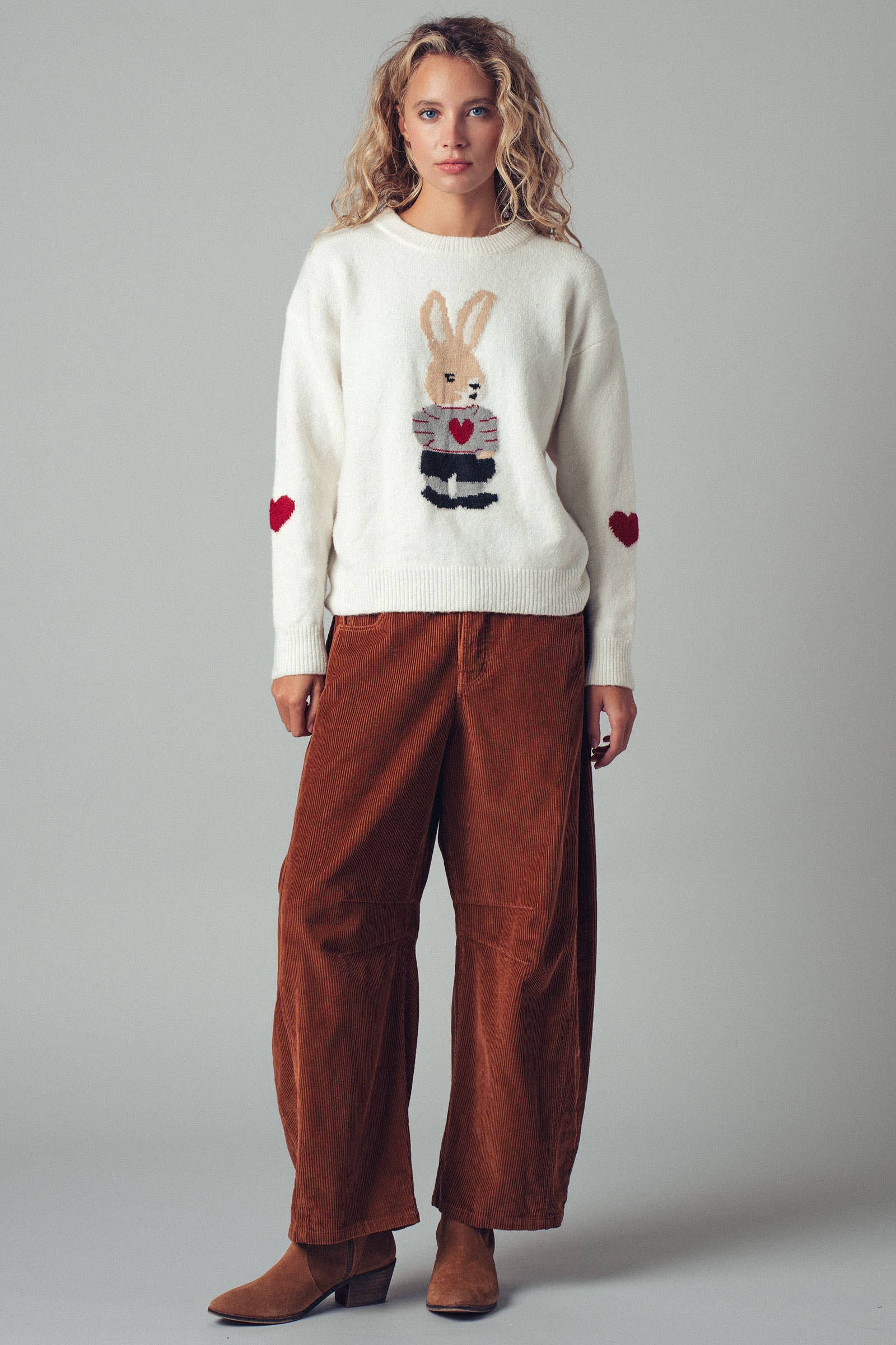 Bunny Motif Heart Sweater