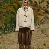 Oversized Sherpa Toggle Button Jacket
