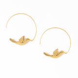 Wren Bird Hoop Earrings Brass Wholesale