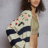 Thick Striped & Floral Zip-Up