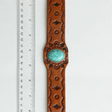 Boho Turquoise Stone Camel Leather Cuff Bracelet