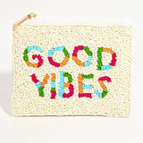Colorful Good Vibes Beaded Coin Purse