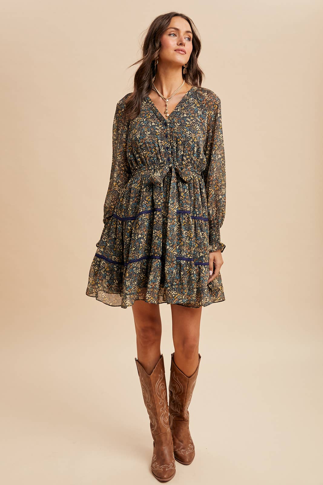 Floral Lace Overlay Mini Dress