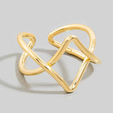 Gold Open Chevron Criss Cross Adjustable Ring