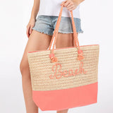 "Beach" Embroidered Crochet Tote Bag