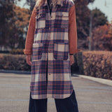 Plaid Patchwork Longline Coat