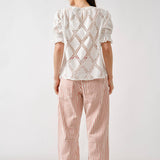 Lace Embroidered Short Sleeve Blouse