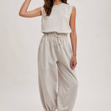 Drawstring Waist Sleeveless Jumpsuit