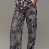 Boho Print Wide-Leg Lounge Pants