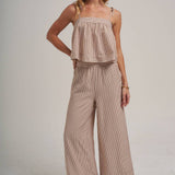 STRIPED TWO PIECE SET WITH FLOWY CAMI TOP AND WIDE LEG PANTS