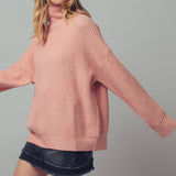 Relaxed Waffle Knit High Neck Sweater