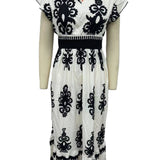 Western Boho Ethnic V-Neck Ruffle Hem Dress