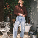 AJP5114 EMBROIDERED DETAIL COTTON BARREL PANTS