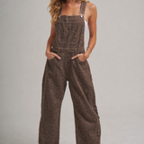 VINTAGE LEOPARD OVERALL JUMPSUIT WITH BARREL LEG SILHOUETTE