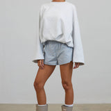 CT3552 Blouson Cropped Pullover Sweatshirt