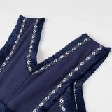V-Neck Tassel Panels Maxi Dress