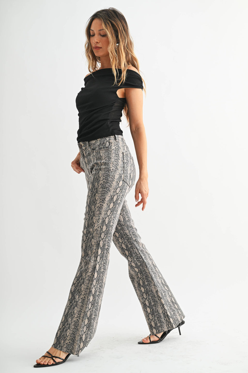 Flare Snake Print Trousers