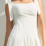 Elegant Sunrise Self Tie Pleated Midi Dress