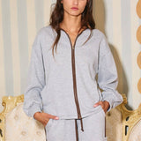 Contrast Binding Zip-up Jacket