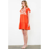 Embroidered Flutter Sleeve Mini Dress
